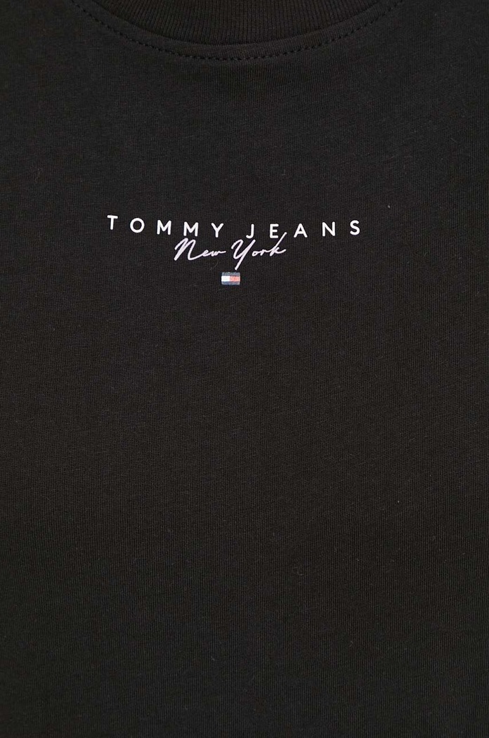 Βαμβακερό μπλουζάκι Tommy Jeans μαύρο DW0DW17828