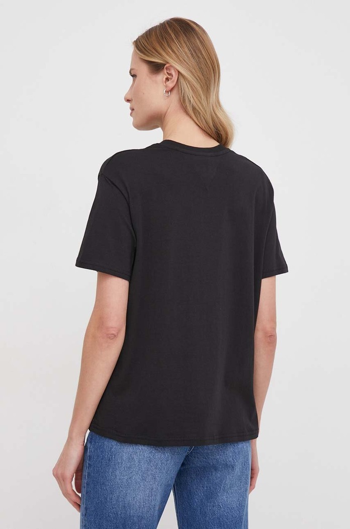 Ρούχα Βαμβακερό μπλουζάκι Tommy Jeans DW0DW17836 μαύρο