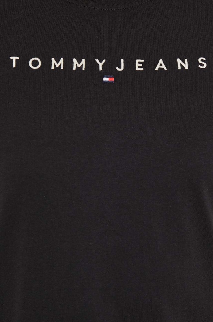 Βαμβακερό μπλουζάκι Tommy Jeans μαύρο DW0DW17836