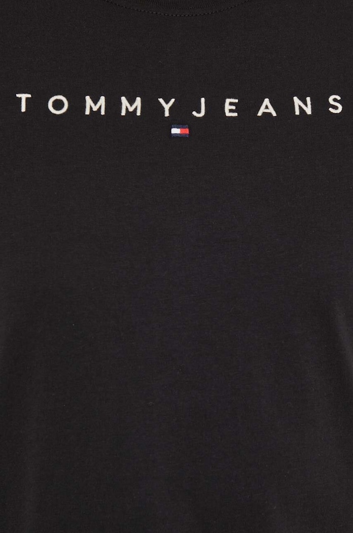 Βαμβακερό μπλουζάκι Tommy Jeans μαύρο DW0DW17836