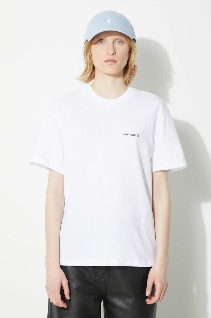 Carhartt WIP t-shirt in cotone S/S Script Embroidery T-S rilassato bianco I032293.00AXX