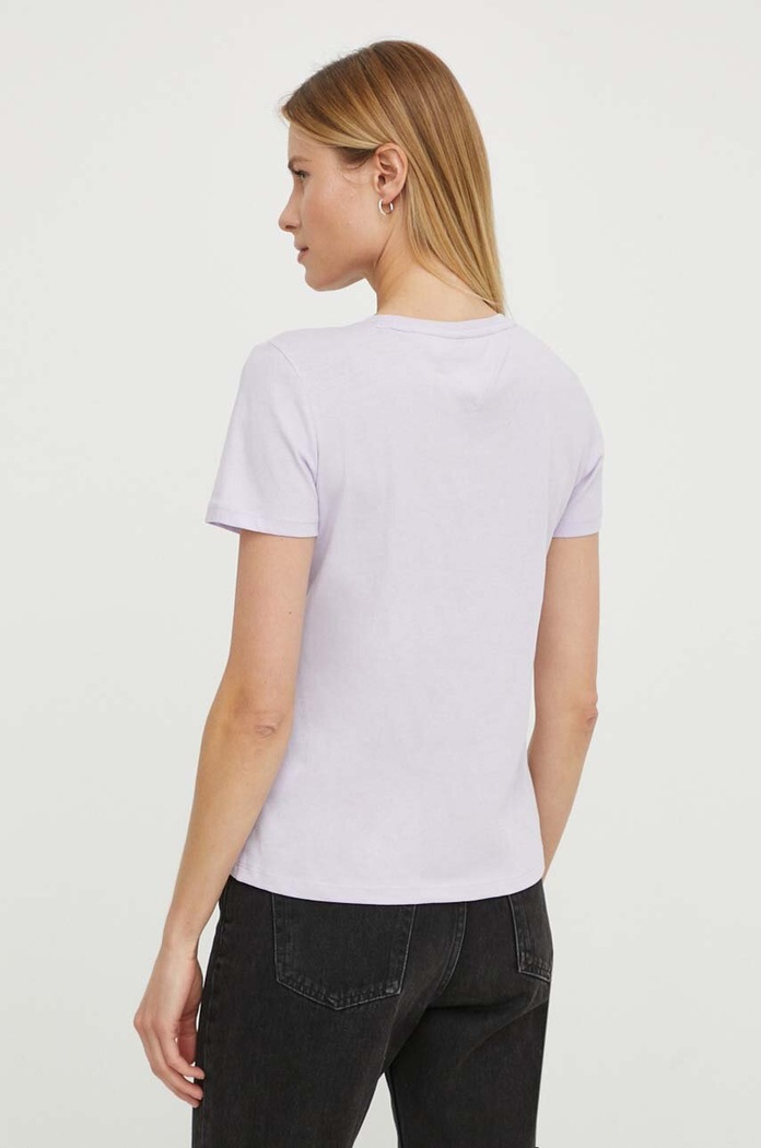 Odzież Tommy Jeans t-shirt bawełniany DW0DW14616 fioletowy
