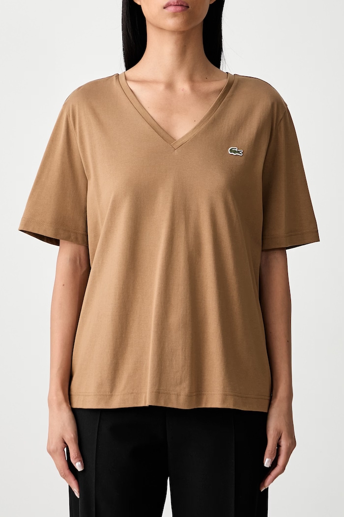 Lacoste tricou basic pentru femei din bumbac TF7300 maro