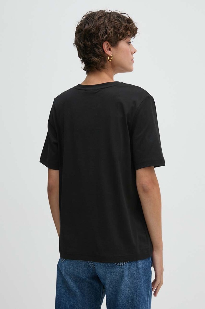 Ρούχα Lacoste basic t-shirt γυναικείο βαμβακερό TF7300 μαύρο