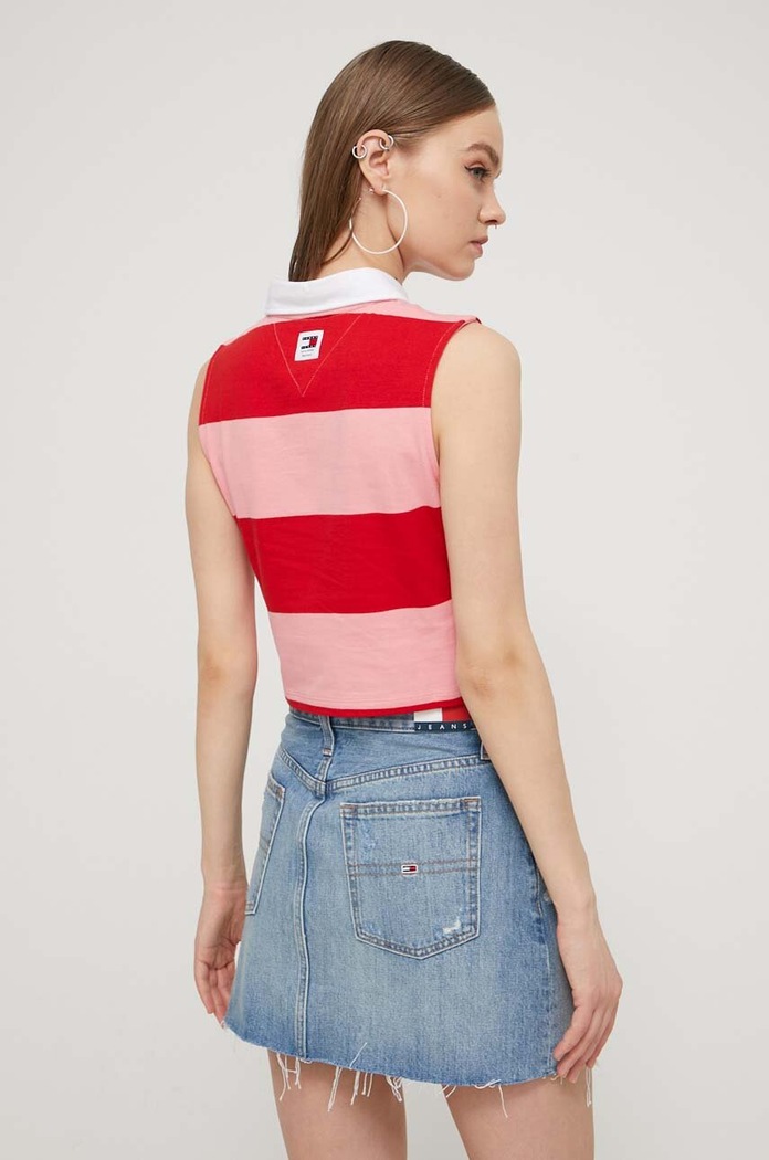 Odzież Tommy Jeans top bawełniany DW0DW17764 czerwony