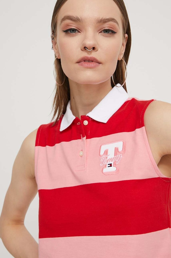Tommy Jeans top bawełniany czerwony DW0DW17764