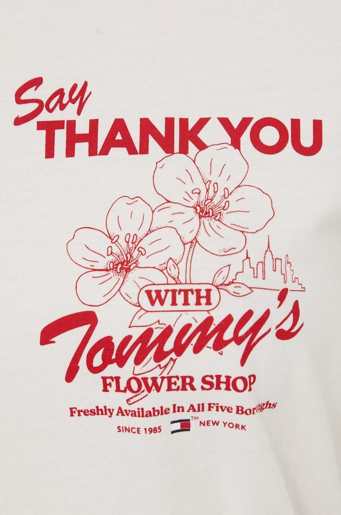 Tommy Jeans pamut póló DW0DW17811 bézs