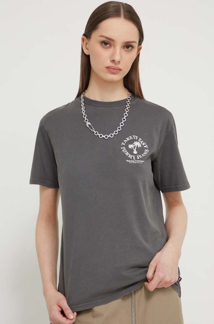 Tommy Jeans T-shirt bawełniany szary DW0DW17821
