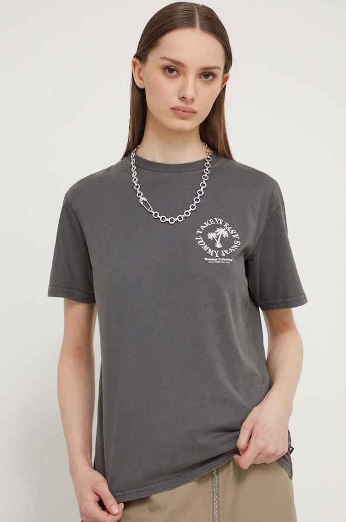 Tommy Jeans T-shirt bawełniany szary DW0DW17821