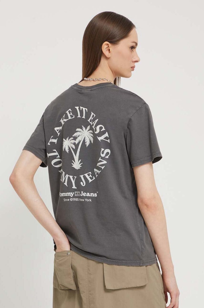 Odzież Tommy Jeans T-shirt bawełniany DW0DW17821 szary