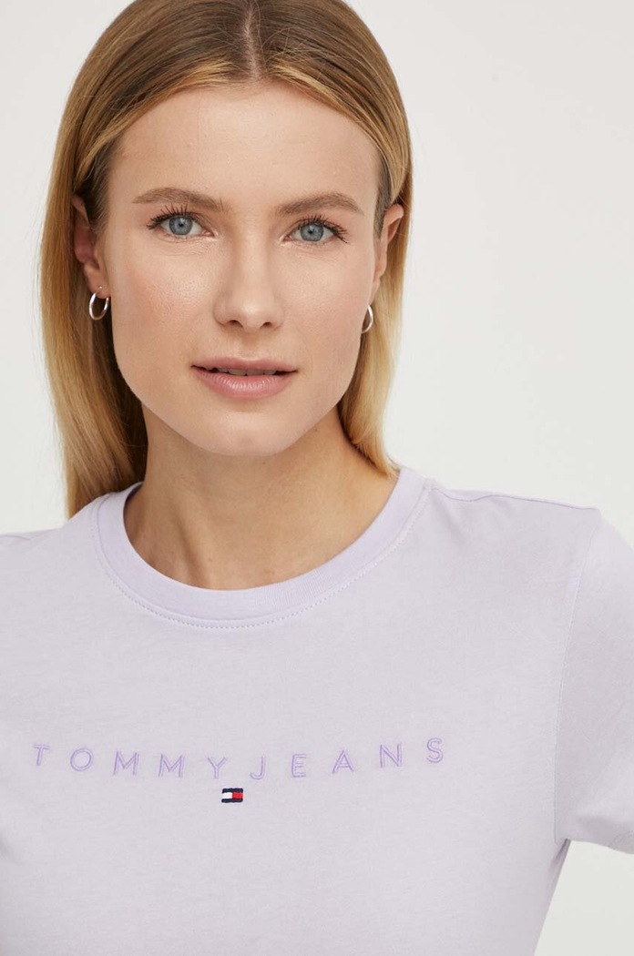 Tommy Jeans t-shirt bawełniany DW0DW17827 fioletowy SS24