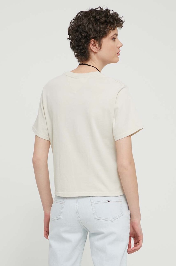 Odzież Tommy Jeans t-shirt bawełniany DW0DW17829 beżowy