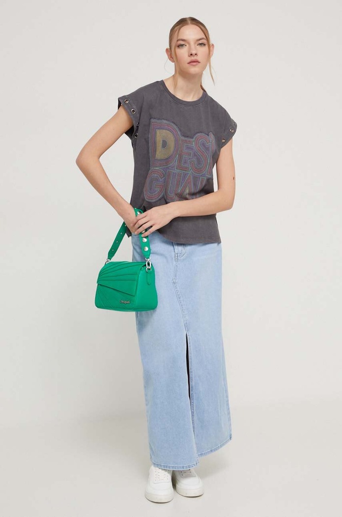 Bavlněné tričko Desigual BERLIN 24SWTK55 šedá SS24