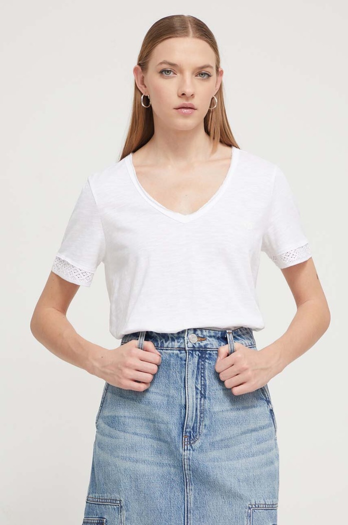 Памучна тениска Desigual DAMASCO стандартна бял 24SWTK82