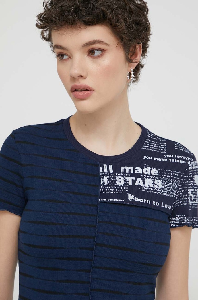 Desigual t-shirt LOU wzorzyste granatowy 24SWTKA8