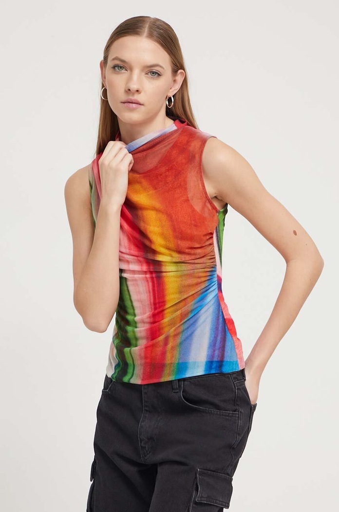 Top Desigual Z elastanom pisana 24SWTKAD