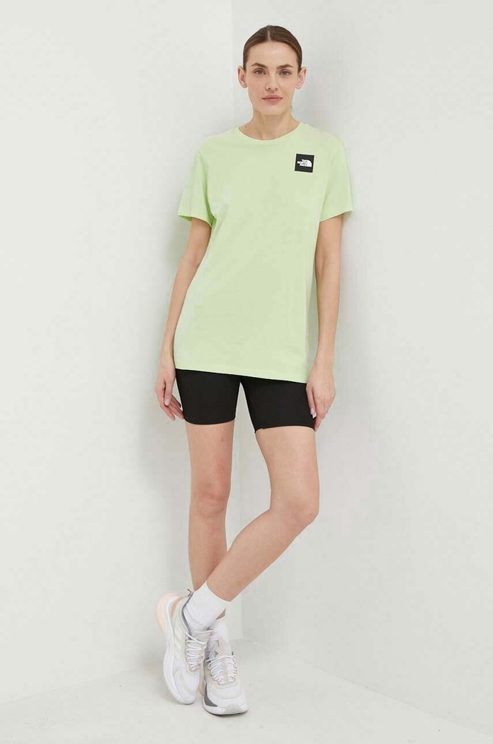 Bavlněné tričko The North Face hladký zelená NF0A87NEO0F1