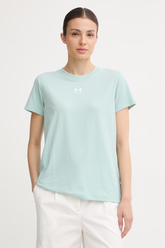 Under Armour majica za žene s pamukom Campus Core tirkizna 1383648