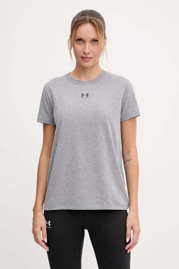 Under Armour tricou pentru femei cu bumbac Campus Core melanj gri 1383648
