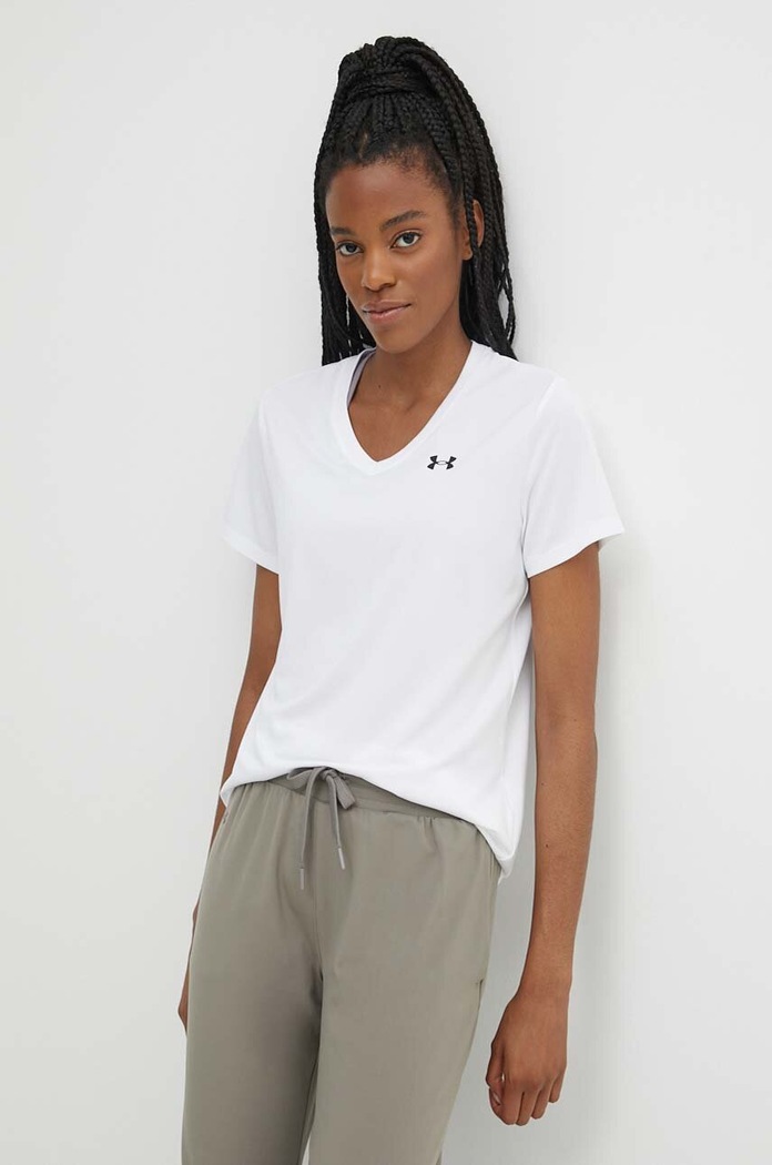 Under Armour tréninkové tričko dámské V výstřih bílá 1384229