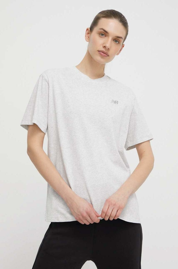 New Balance t-shirt bawełniany WT41501AHH bawełna szary WT41501AHH