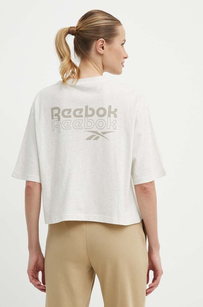 Bavlněné tričko Reebok béžová 100075401