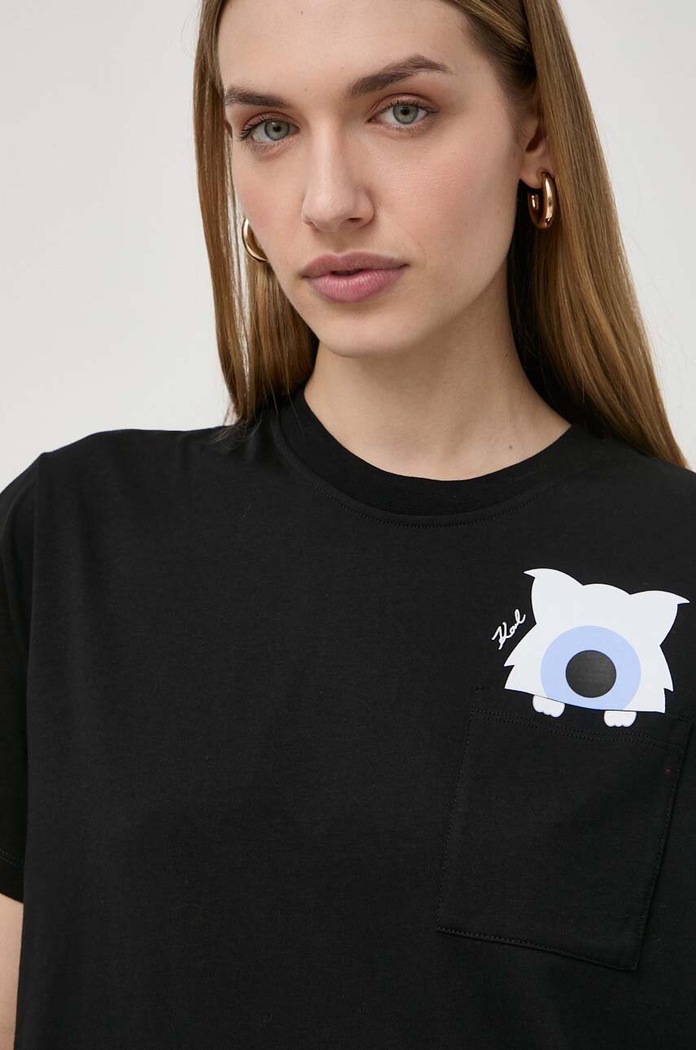 Bavlněné tričko Karl Lagerfeld x Darcel Disappoints potisk černá 241W1761