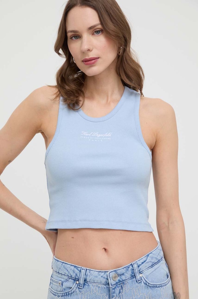 Top Karl Lagerfeld nášivka modrá 241W2113