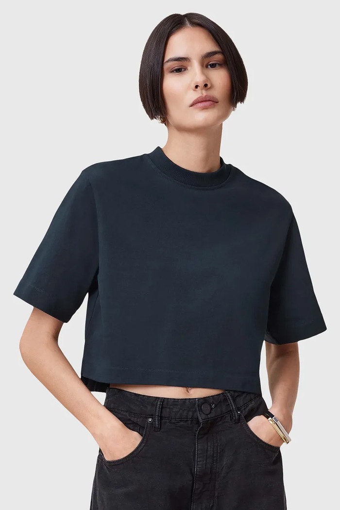 Bavlněné tričko AllSaints LOTTIE TEE kulatý námořnická modř W132JA