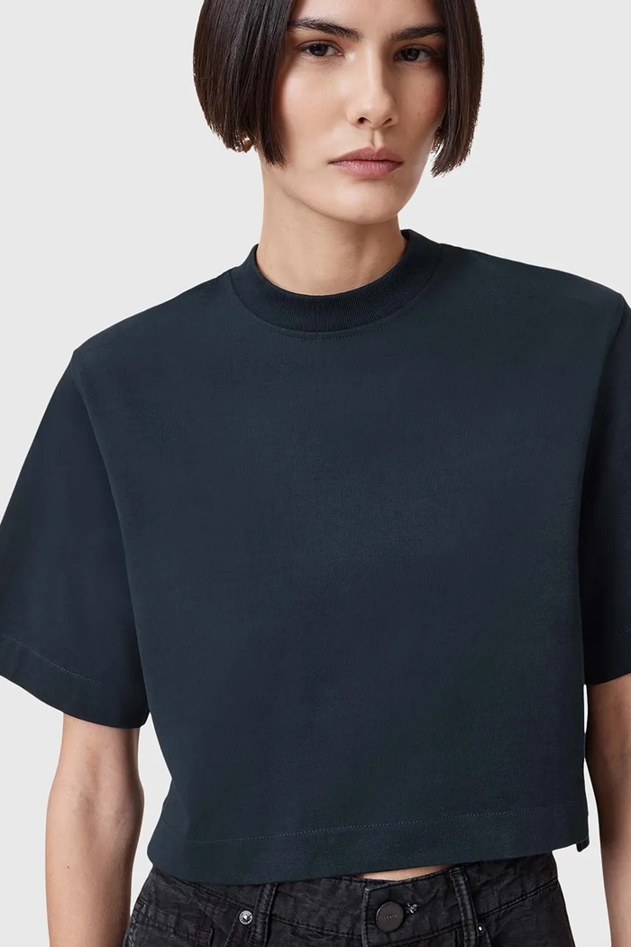 Bavlněné tričko AllSaints LOTTIE TEE W132JA námořnická modř SS25
