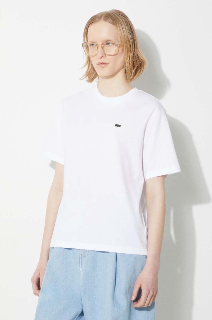 Lacoste T-shirt bawełniany damski biały TF7215