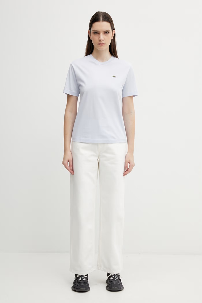 Lacoste T-shirt bawełniany damski TF7215 niebieski