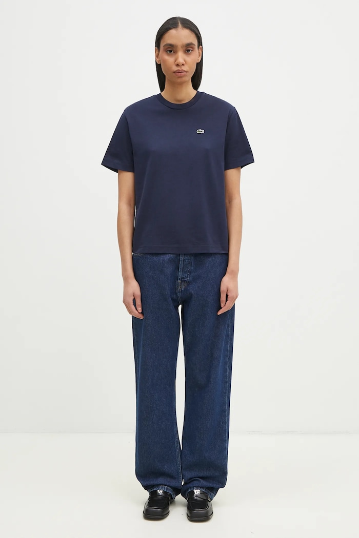 Lacoste T-shirt bawełniany damski granatowy TF7215