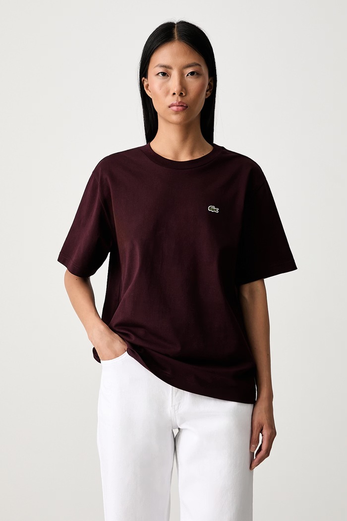 Lacoste T-shirt damski bawełniany bordowy TF7215