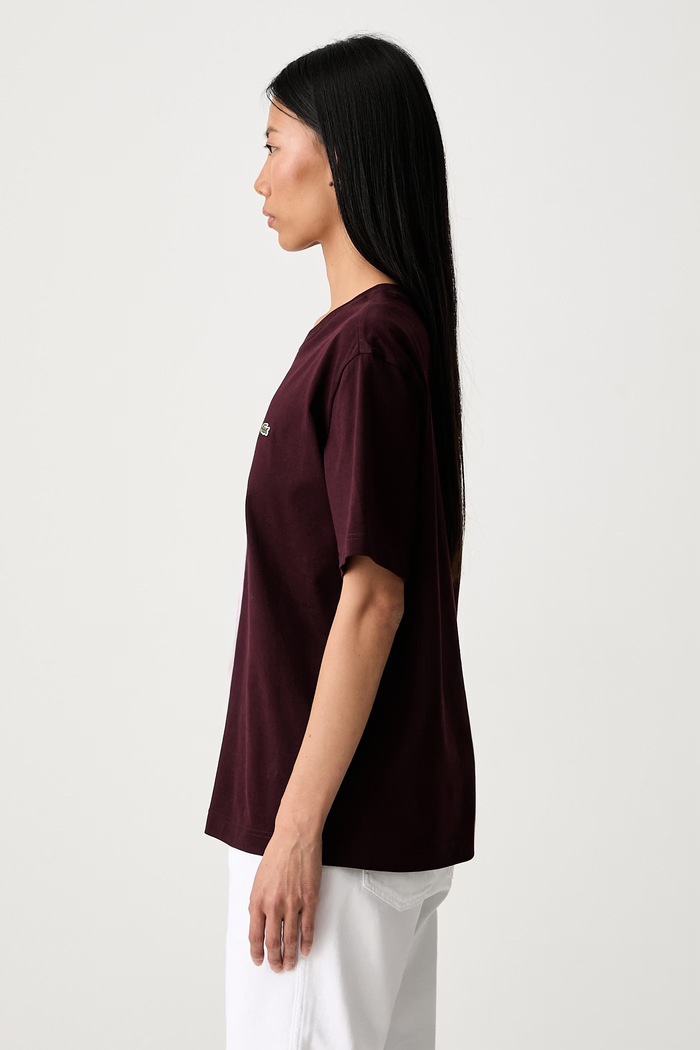Lacoste T-shirt damski bawełniany bordowy TF7215