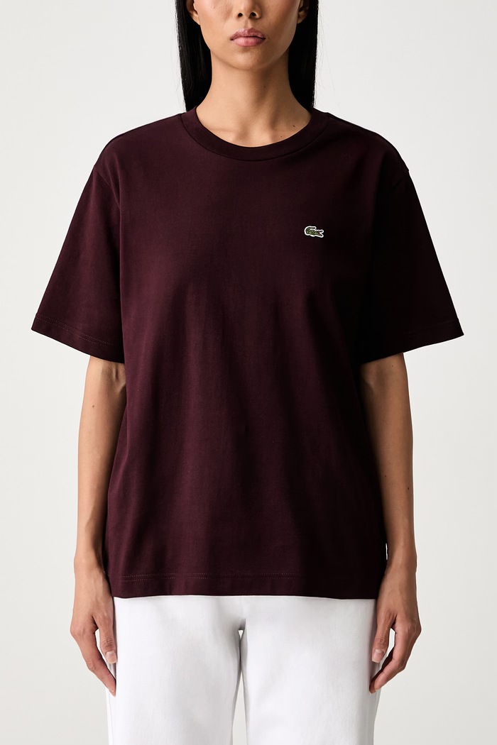 Lacoste T-shirt damski bawełniany TF7215 bordowy