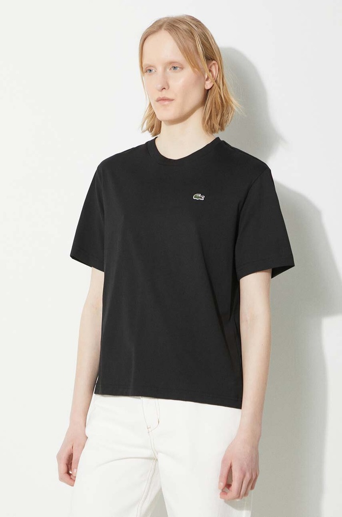 Lacoste T-shirt bawełniany damski czarny TF7215