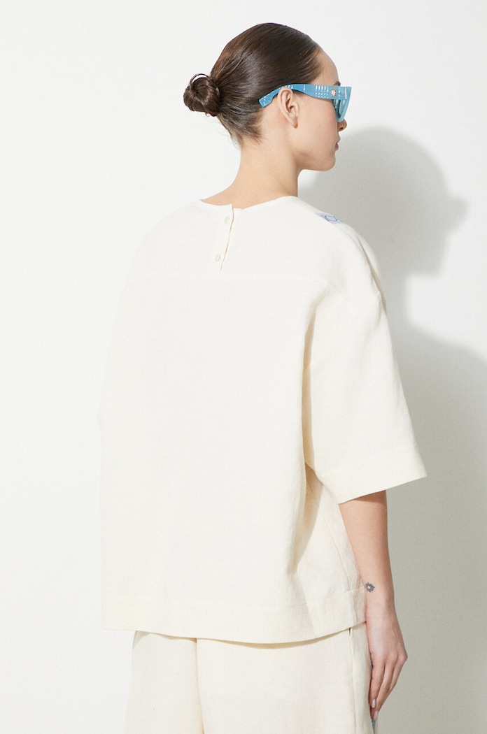Abbigliamento JW Anderson blusa in lino misto Boxy T-Shirt TP0320.PG1483.046 beige