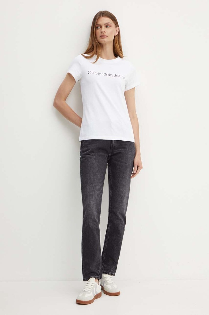 Bavlnené tričko Calvin Klein Jeans J20J220253 biela SS24