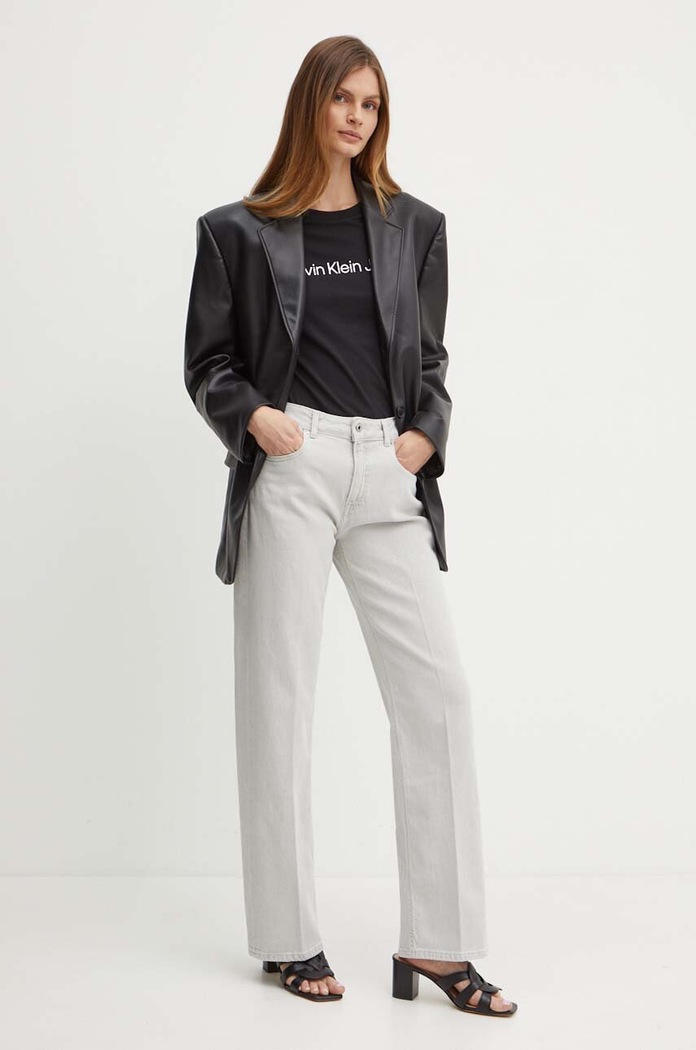Памучна тениска Calvin Klein Jeans J20J220253 черен SS24