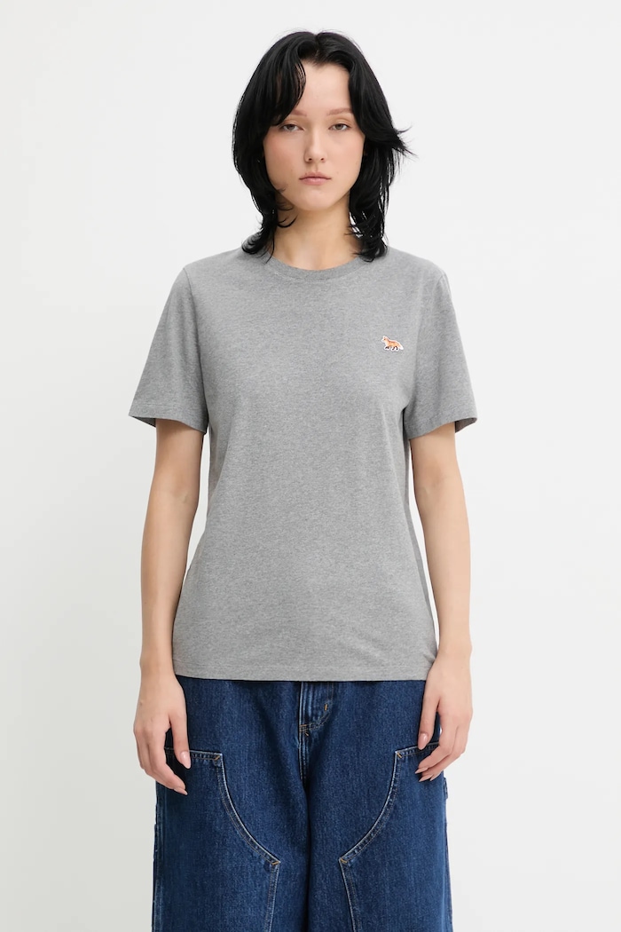 Maison Kitsuné cotton t-shirt Baby Fox Patch Regular Tee Shirt regular gray MW00110KJ0008