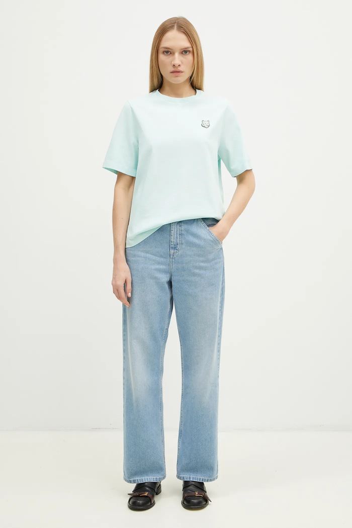 Βαμβακερό μπλουζάκι Maison Kitsuné Bold Fox Head Patch Comfort MW00127KJ0119 τιρκουάζ