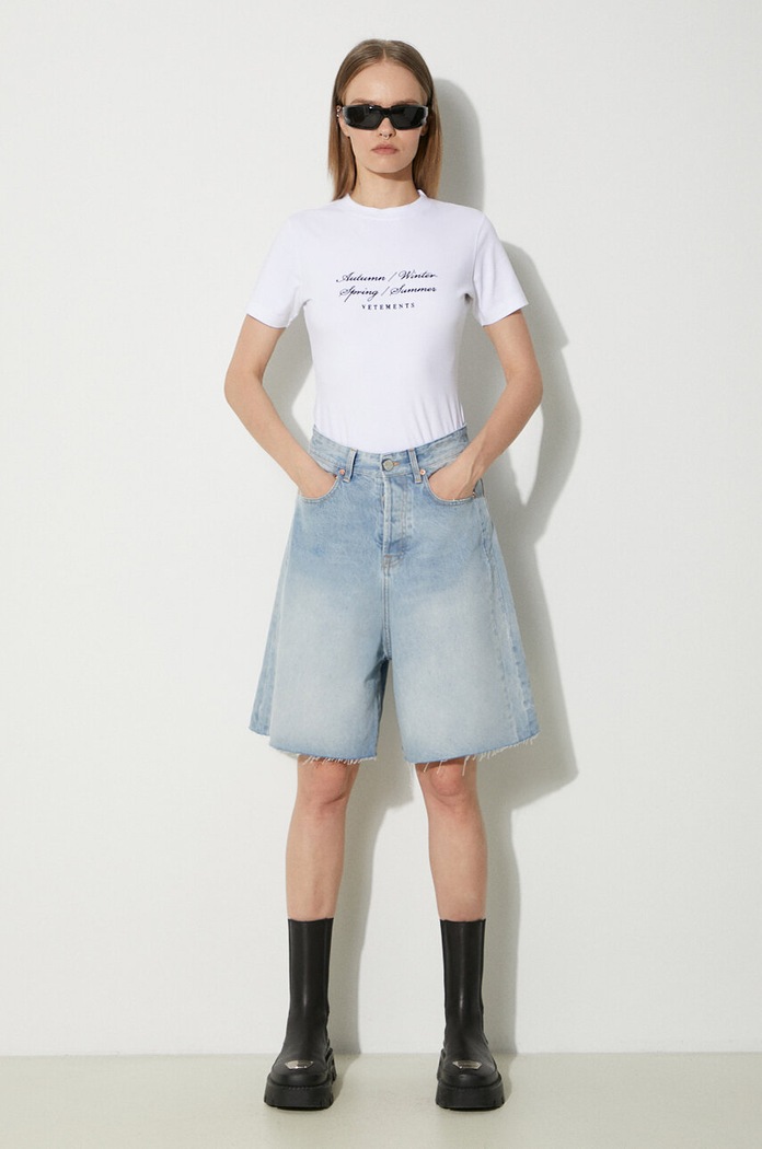 VETEMENTS t-shirt 4 Seasons Embroidered Logo Fitted T-Shirt WE64TR620W white SS24