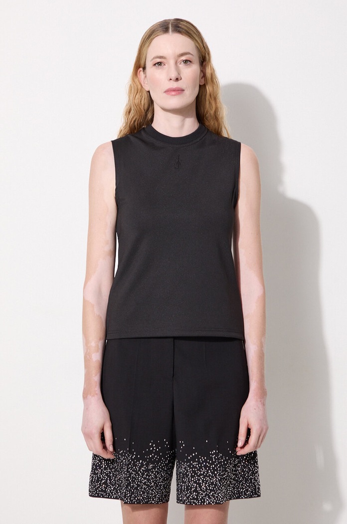 Топ JW Anderson Anchor Embroidery Tank Top круглый вырез чёрный JO0216.PG0999.999