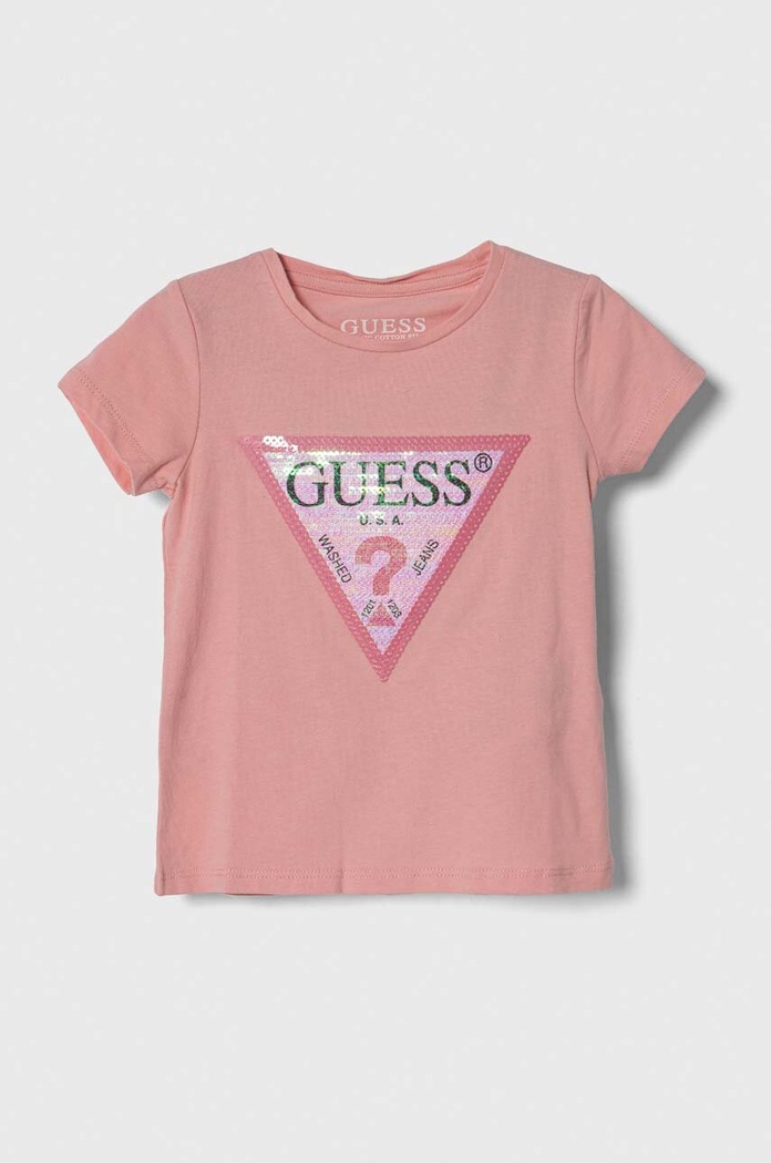 Dětské tričko Guess s elastanem růžová K4RI31.K6YW1.PPYH