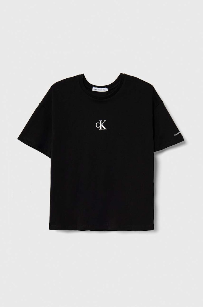 Dječja pamučna majica kratkih rukava Calvin Klein Jeans pamuk crna IG0IG02136.128.176.PPYH