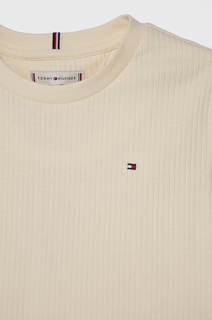 Dziewczynka Tommy Hilfiger t-shirt bawełniany dziecięcy KG0KG07743.PPYH beżowy