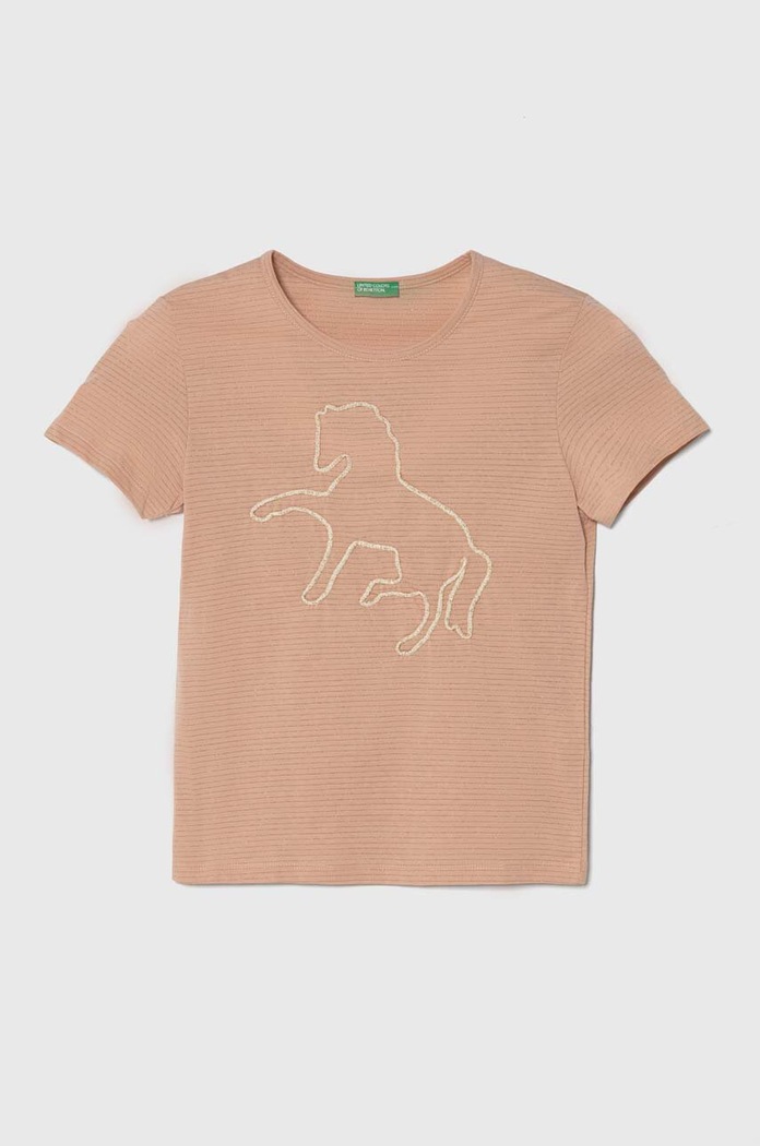 United Colors of Benetton t-shirt dziecięcy pozostałe beżowy 30DDC10HT.G.Seasonal