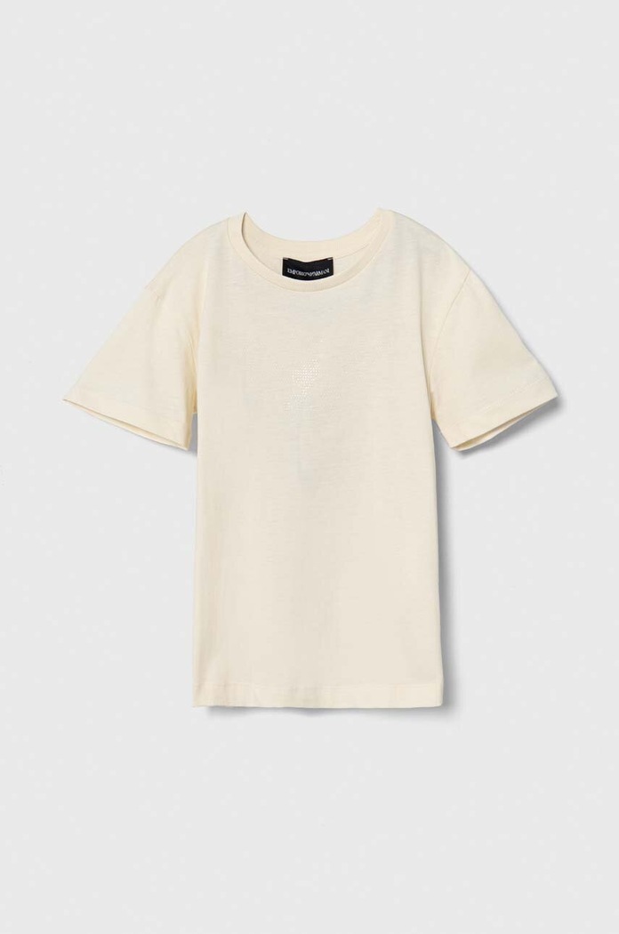 Emporio Armani tricou de bumbac pentru copii imprimeu bej 3D3T17.3J51Z