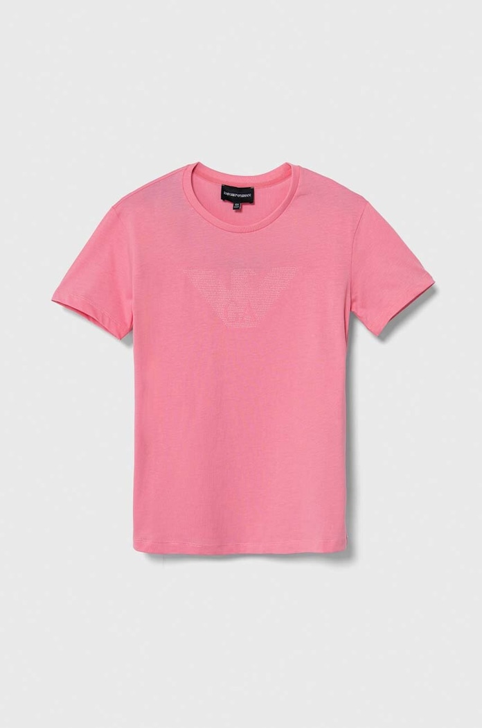 Dětské bavlněné tričko Emporio Armani kulatý růžová 3D3T17.3J51Z
